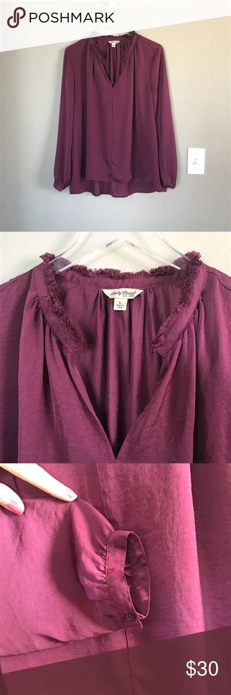 Lucky Brand Long Sleeve Purple Peasant Top