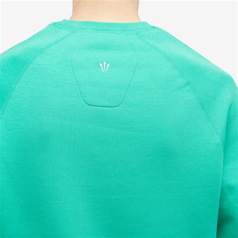 Nike Mens X Nocta Tech Fleece Crew Sweat In Stadium Greensail Nike