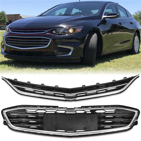 Kojem Chrome Front Bumper Upper Lower Grill Mesh Grille Assembly For