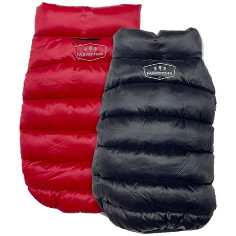 Fabventure Reversible Red And Black Puffer Dog Coat