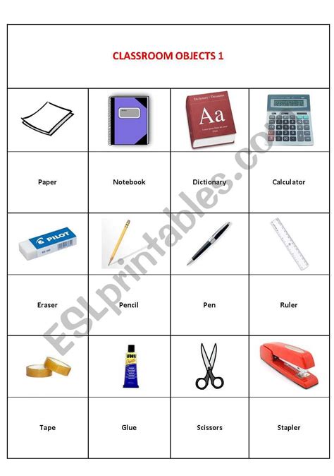 Classroom Objects Worksheet Free Esl Printable