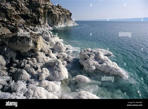 Dead sea coast Jordan Lowest point on Earth Stock Photo - Alamy