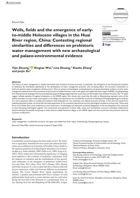 PDF Wells Fields And The Emergence Of Early To Middle Holocene