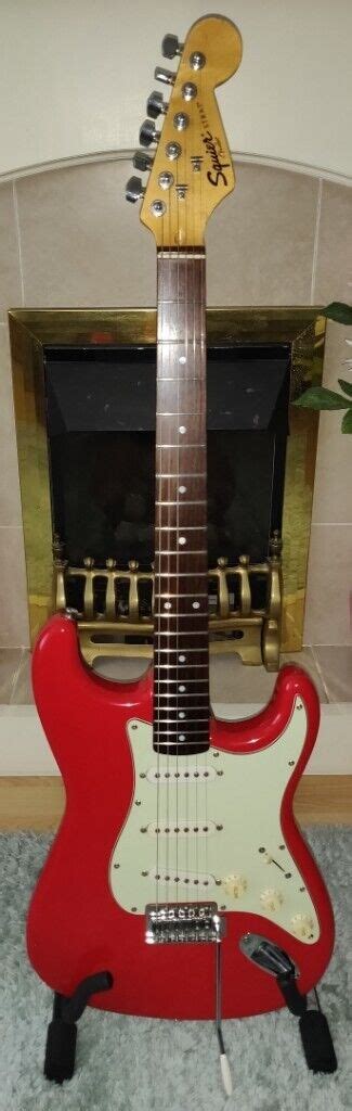 Modified Fender Squier Stratocaster Fiesta Red Strat Mint Green