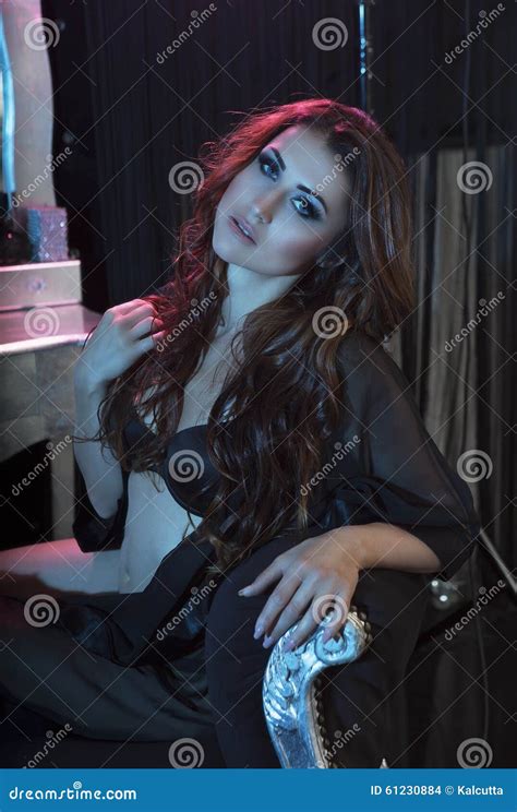 Beautiful Glamour Brunette Woman In The Bedroom Stock Photo Image Of Lady Evening 61230884