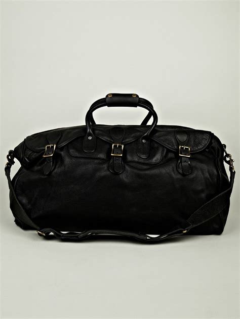 Polo Ralph Lauren Mens Leather Duffle Bag In Black At Oki Ni Leather