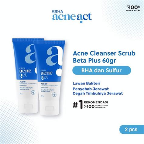 Jual Erha Acneact Acne Cleanser Scrub Beta Plus Bha Sulfur Acsbp