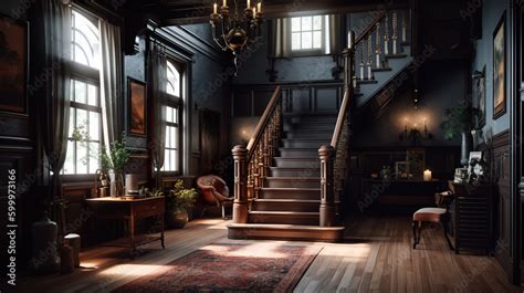 Dark Academia Style Victorian Style Mansion Interior Design With