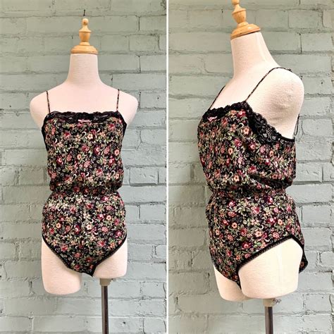 Vintage S Floral Lace Teddy Lingerie S Spaghetti Strap Etsy