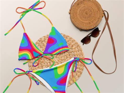 Lgbtq String Bikini Lgbtq Flag Bikini Rainbow Swirl Pride Bikini Set