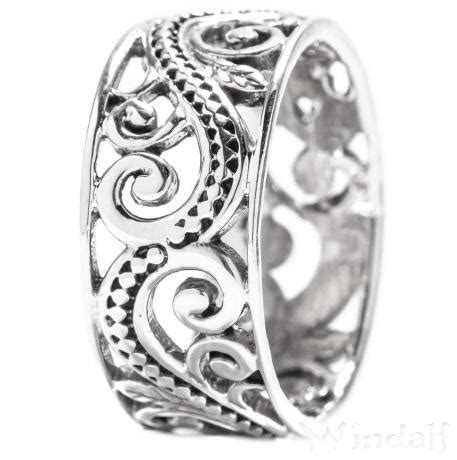 WINDALF Celtic Elfen Ring ALMINA 9 Mm Lebensspiralen Mit Ornamentik