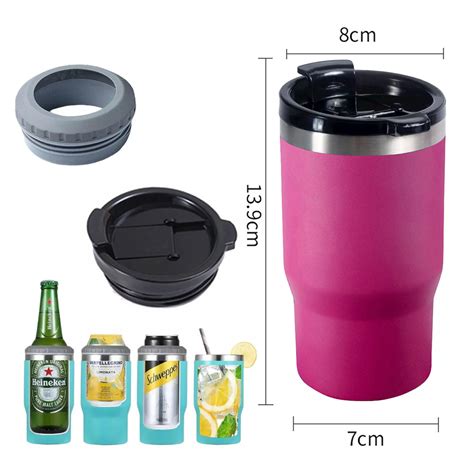 Copo Térmico Inox 6 em 1 2 Tampas 500ml ROXO Porta Latas e Garrafas