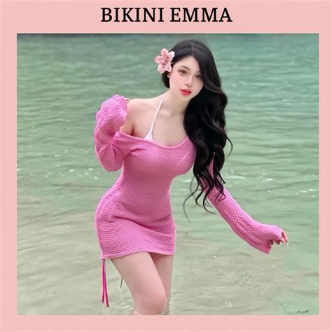 EMMA Đồ Bơi Món Kèm Váy Len Lỗ Ngoài Gồm Áo Bikini Quần Chip Váy Rút Ngoài Che Khuyết