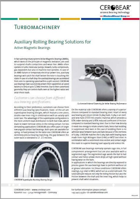 CEROBEAR Auxiliary Rolling Bearing Solutions For Active Magnetic