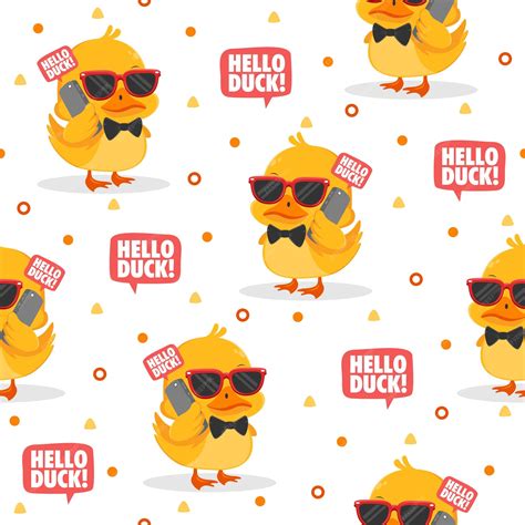 Pato bonito com óculos desenhos animados vetores padrão fundos | Vetor ...