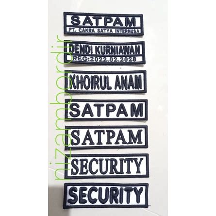 Jual Bordir CETAK NAMA DAN BET SATPAM SECURITY DLLbisa Pesan Satuan