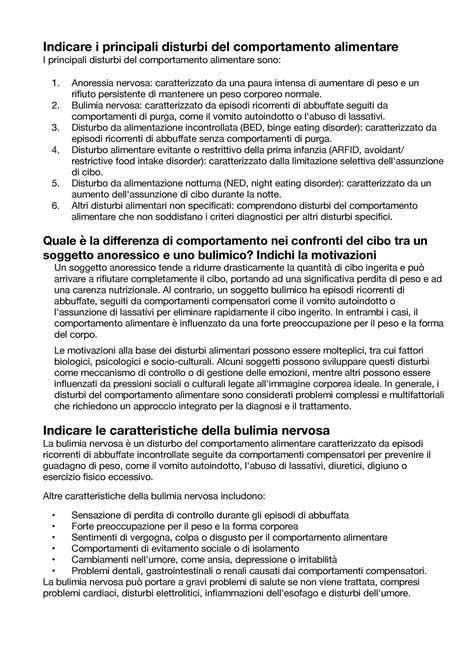 Lezione Aggiornata Indicare I Principali Disturbi Del