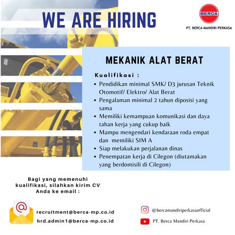 CAREER PT BERCA MANDIRI PERKASA