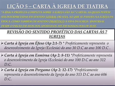 Lição 5 carta a igreja de tiatira PPT