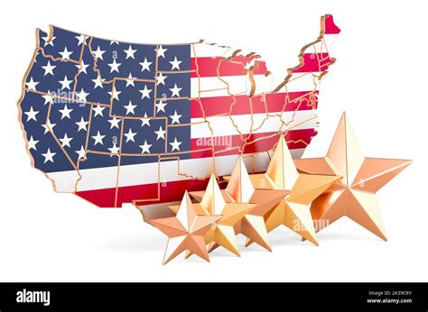 The United States Map With Five Stars Rating Quality Service In The