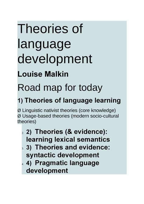 Theories Of Language Development Theories Of Language Development