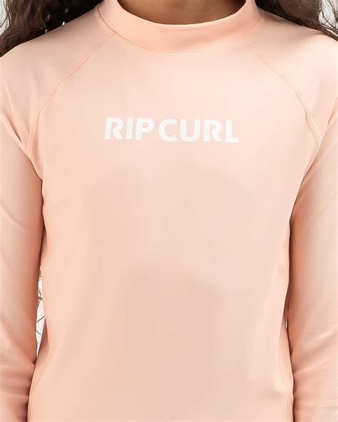 Shop Rip Curl Girls Classic Surf Long Sleeve Rash Vest In Peach Fast Shipping And Easy Returns