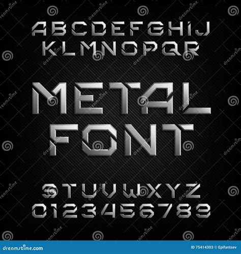 Fuente Del Alfabeto Del Metal Letras Y Números Del Efecto De Chrome