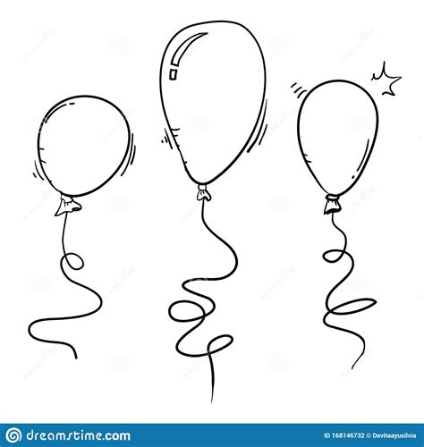 Doodle Of Hot Air Balloon Vector Sketch Up Line CartoonDealer
