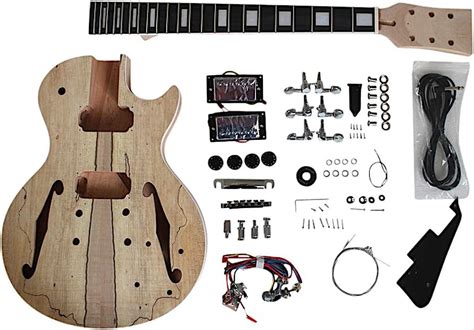 Semi Hollow Diy Guitar Kit Lpsh Mahogany Semi Hollow Body With Spalted