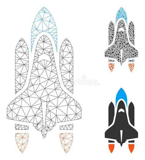 Space Shuttle Vector Mesh Wire Frame Model And Triangle Mosaic Icon