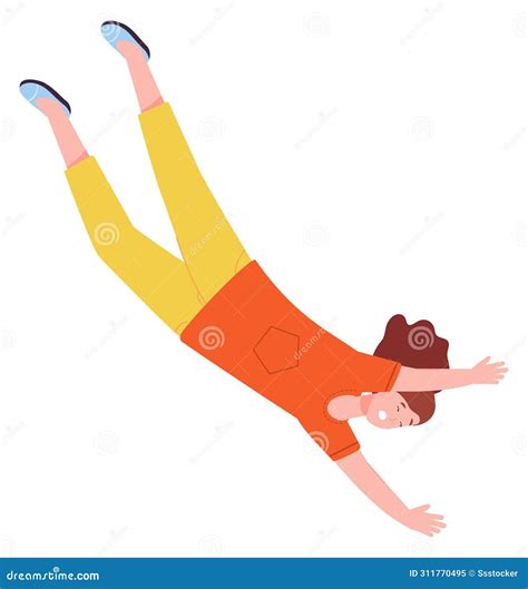 Woman Falling Down Scared Person Stock Image Illustration Of