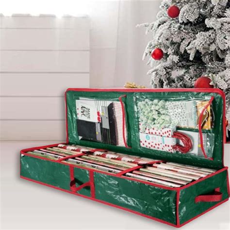 Christmas Storage Bag With Interior Pockets Holiday Wrapping Paper Storage