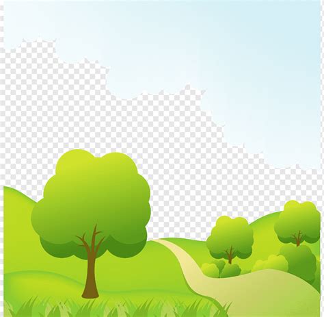 Green Leafed Trees Illustration Euclidean Landscape Illustration