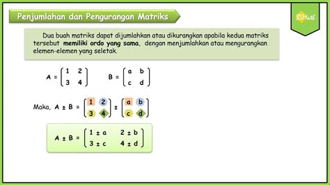 Penjumlahan Dan Pengurangan Matriks Matematika Tingkat Lanjut Sma