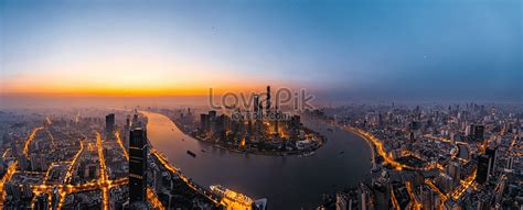 Shanghai Lujiazui Sunrise Panorama Picture And Hd Photos Free