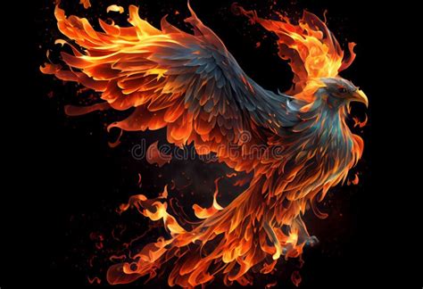 Phoenix Bird Risen From The Ashes Fire Bird Burning Bird Generate Ai