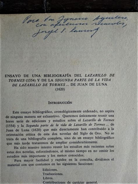 Ensayo De Una Bibliograf A Del Lazarillo De Tormes Y De La