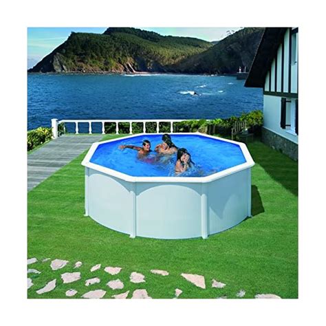 Gre Kit Eco Fidji Piscina Elevada Redonda Aspecto Acero Blanco