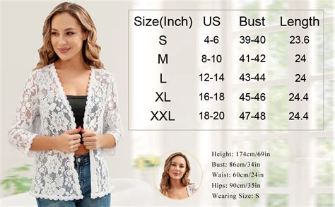 Benancy Womens 34 Sleeve Bolero Shrugs Crochet Lace Open Cardigan At