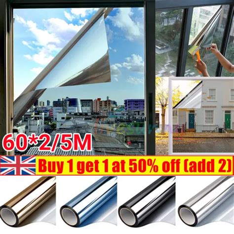 One Way Mirror Window Film Uv Reflective Solar Tint Foil Home Glass