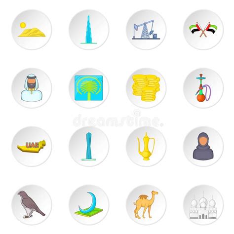 Iconos Fijados Estilo De Los Uae De La Historieta Stock De Ilustraci N