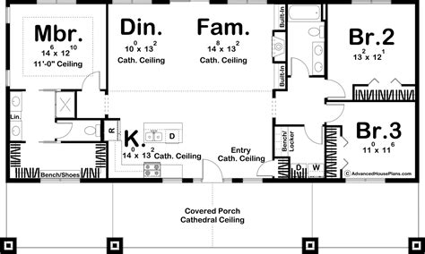 1 Story Bardominium Style House Plan With Large Front Porch