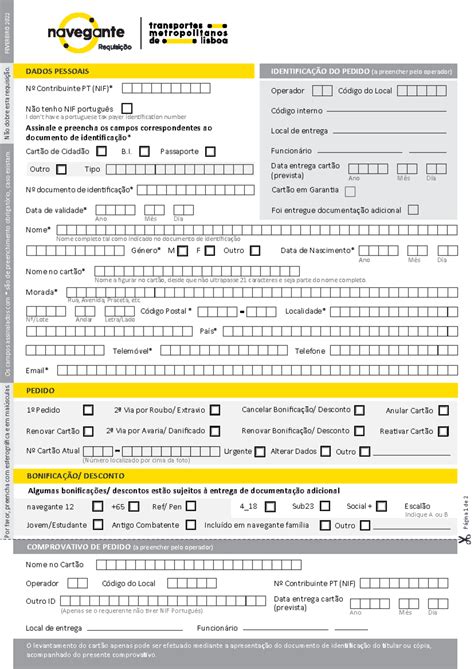 Formulario Navegante Pt Dados Pessoais Identifica O Do Pedido A