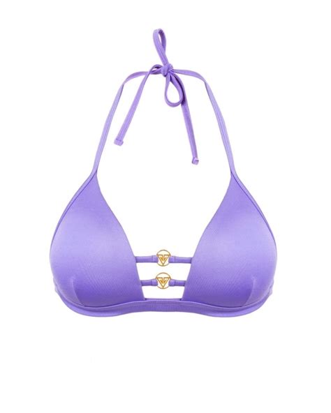 Purple Push Up Triangle Bikini Top With Golden Logo L Vivien Vance