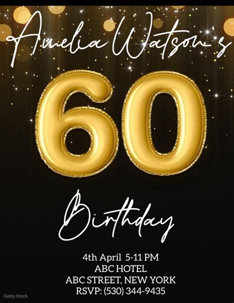 60th Birthday Invitation Template Postermywall