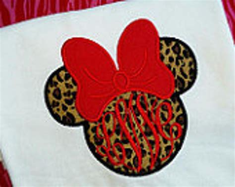 Items Similar To Minnie Mouse Silhouette In Leopard Print With A Red