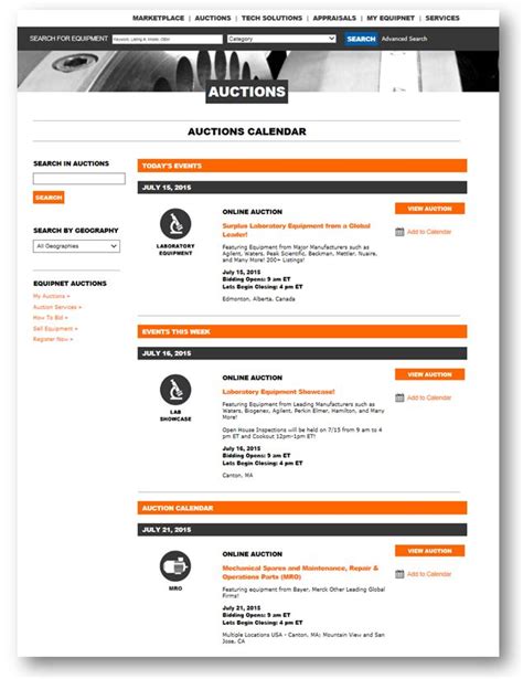A Complete Guide To Equipnets New Auction Calendar Page The