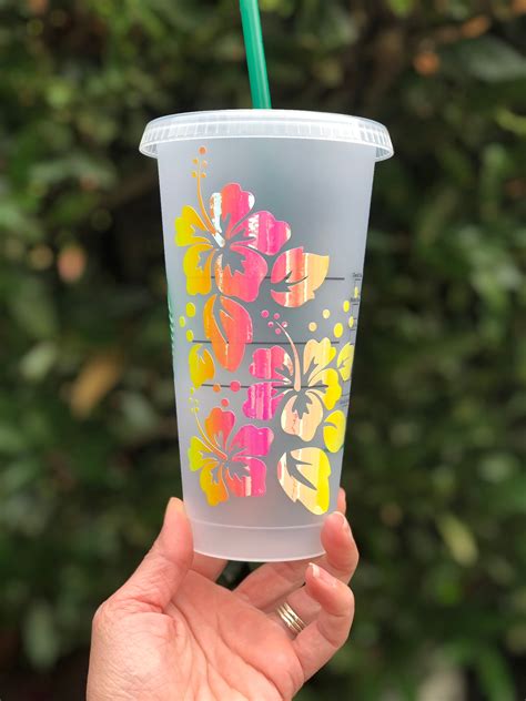 Custom Starbucks Cup Hibiscus Flower Starbucks Cup Hibiscus Etsy