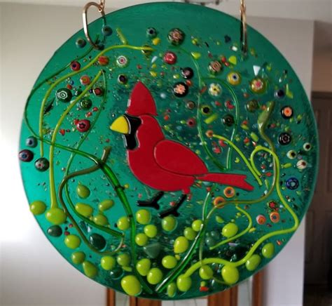 Cardinal Suncatcher For Emily Fused Glass Tableware Plates