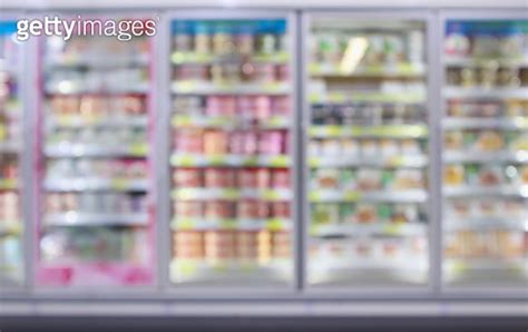 Supermarket Commercial Refrigerators Freezer Showing Frozen Foods